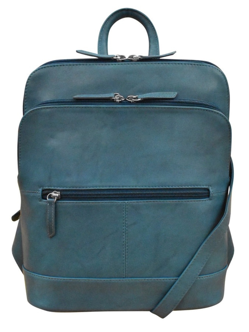 ili New York Leather Backpack Purse Jeans Blue RFID Travel Work Bag New